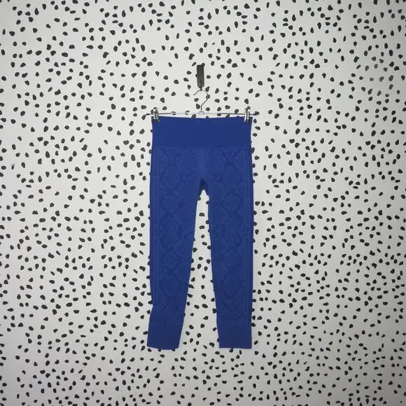 Lululemon Ebb To Street Sapphire Blue Snake Print Seamless Activewear Leggings - Picture 2 of 9